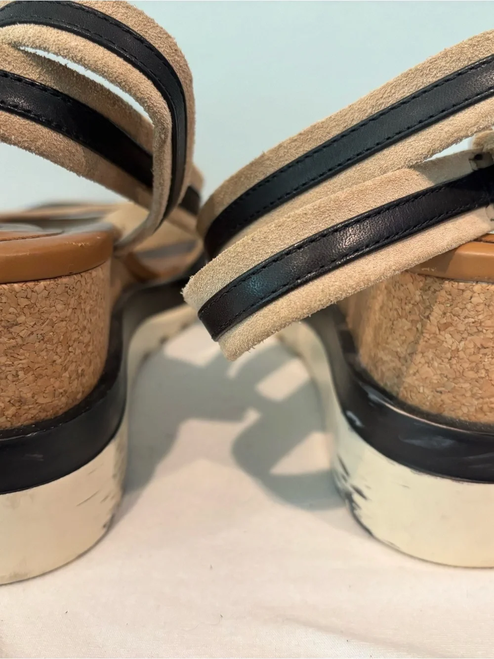 See By Chloé Black and Tan Platform Slingback Sandals